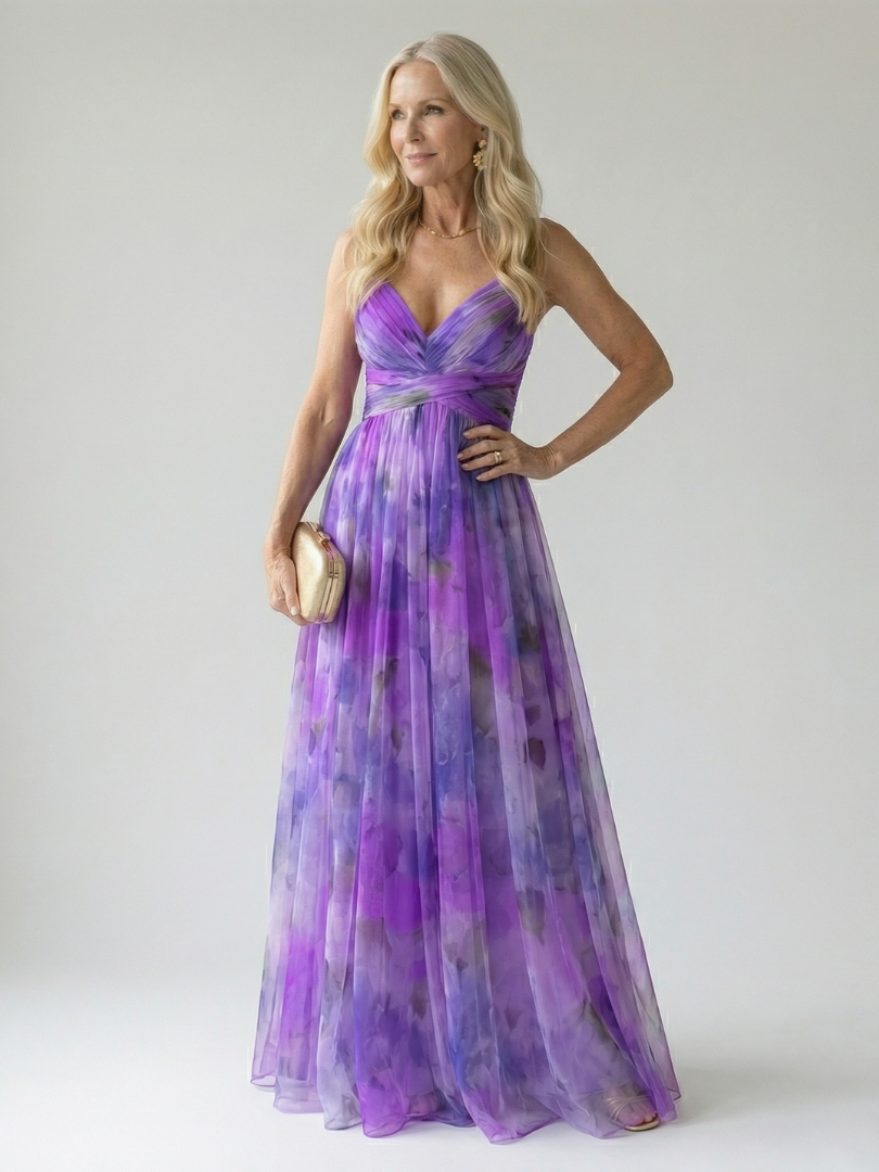 Women's Soft Wrap Maxi Dress with Wrapped Bodice and Flowing Skirt