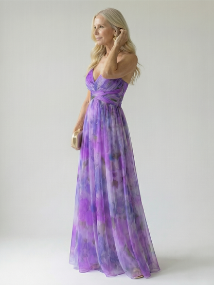 Women's Soft Wrap Maxi Dress with Wrapped Bodice and Flowing Skirt