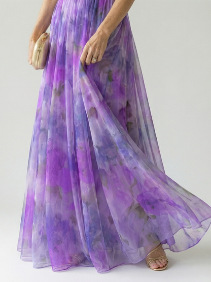 Women's Soft Wrap Maxi Dress with Wrapped Bodice and Flowing Skirt