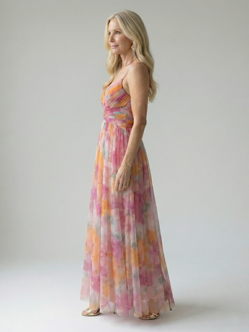 Women's Soft Wrap Maxi Dress with Wrapped Bodice and Flowing Skirt