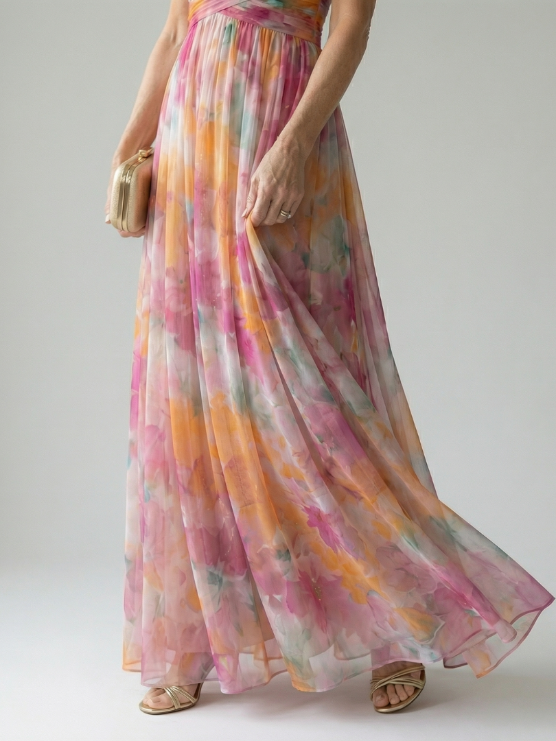 Women's Soft Wrap Maxi Dress with Wrapped Bodice and Flowing Skirt