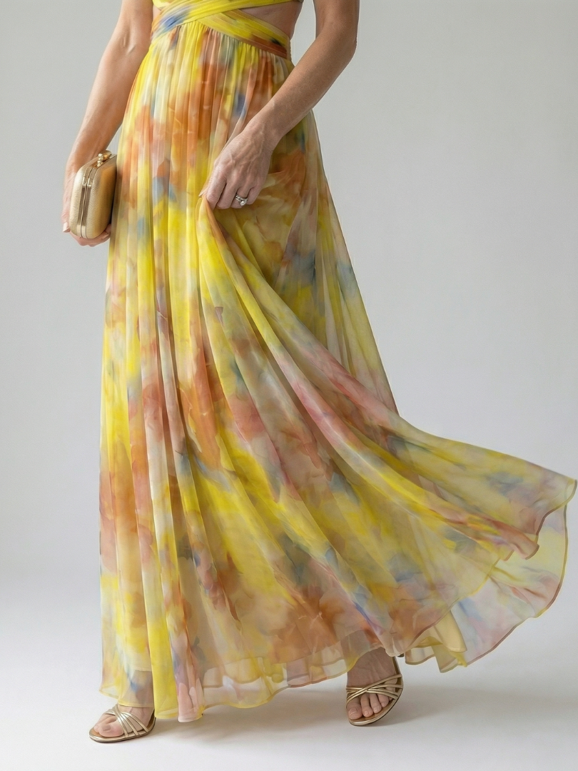 Women's Soft Wrap Maxi Dress with Wrapped Bodice and Flowing Skirt