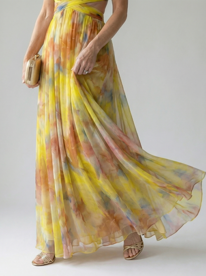 Women's Soft Wrap Maxi Dress with Wrapped Bodice and Flowing Skirt