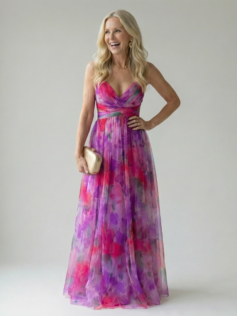 Women's Soft Wrap Maxi Dress with Wrapped Bodice and Flowing Skirt