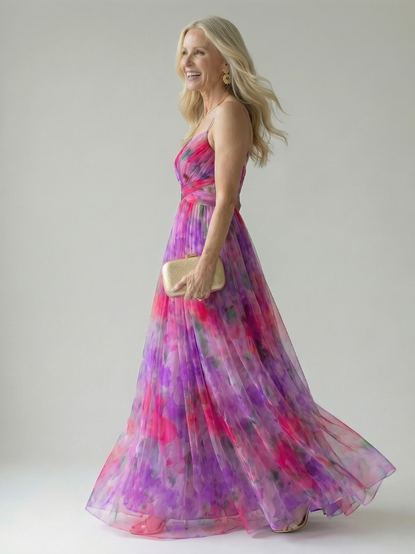 Women's Soft Wrap Maxi Dress with Wrapped Bodice and Flowing Skirt
