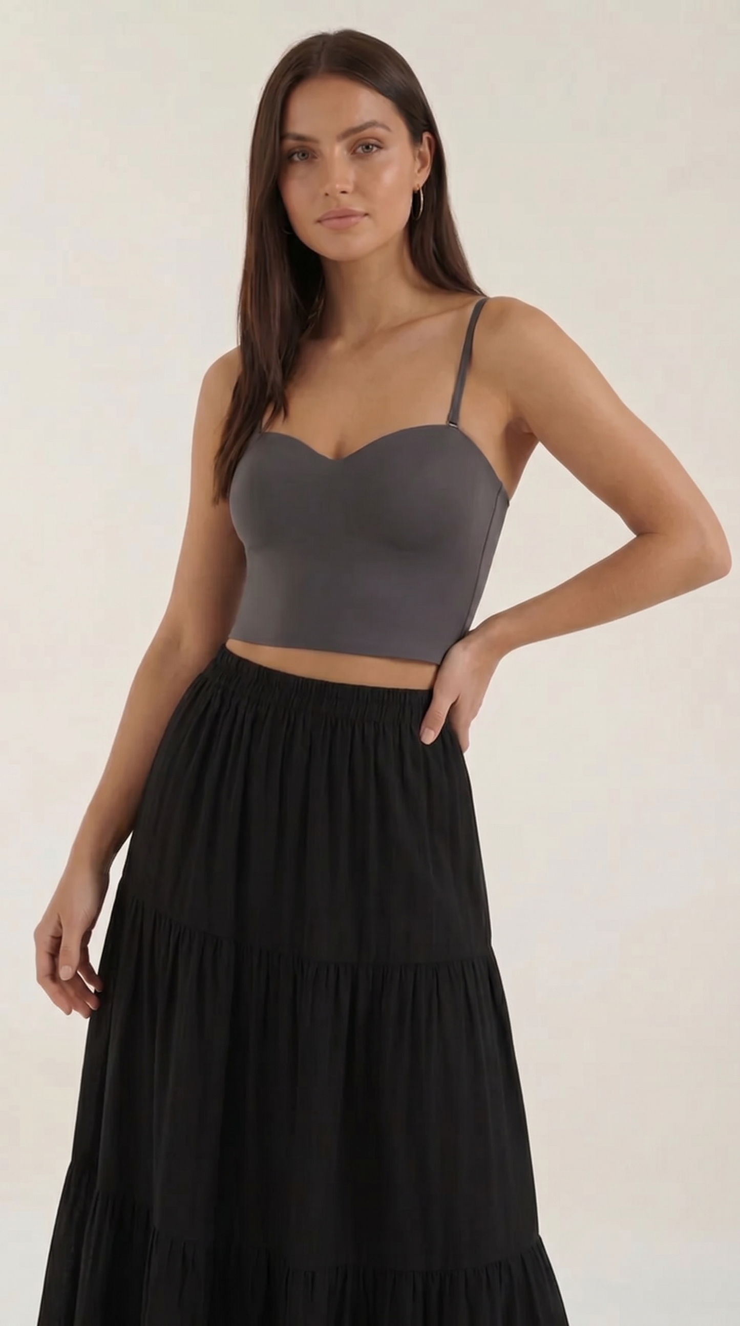 Women's Spaghetti Strap Crop Top with Heart Neckline and Fitted Silhouette