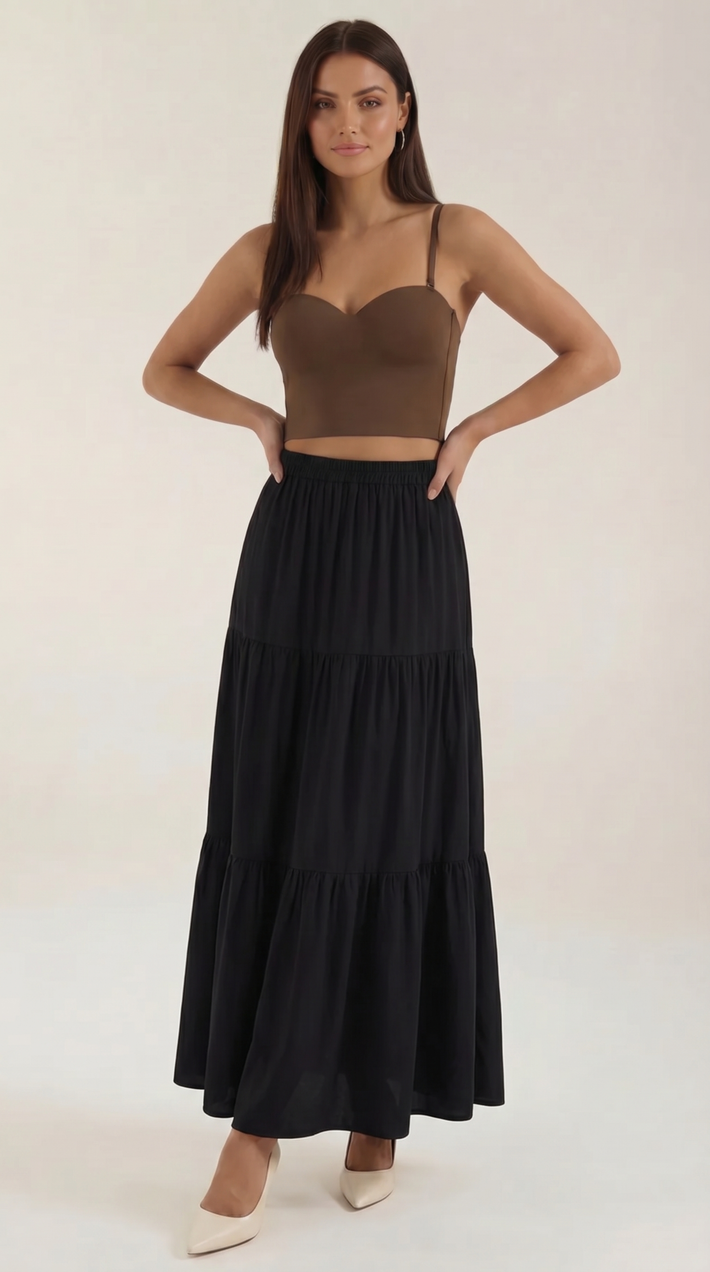 Women's Spaghetti Strap Crop Top with Heart Neckline and Fitted Silhouette