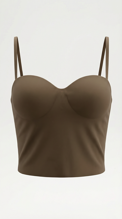 Women's Spaghetti Strap Crop Top with Heart Neckline and Fitted Silhouette