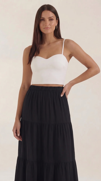 Women's Spaghetti Strap Crop Top with Heart Neckline and Fitted Silhouette