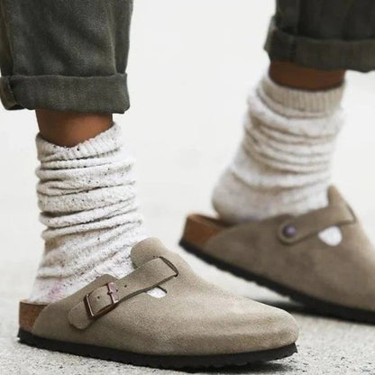 Women's Suede Buckle Sandals with Slip-Resistant Sole and All-Day Comfort