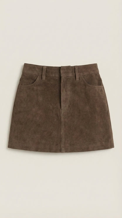 Women's Suede Look Mini Skirt with Tailored Fit