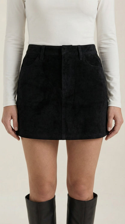 Women's Suede Look Mini Skirt with Tailored Fit