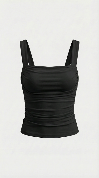 Women's Tank Top with Square Neckline and Side Ruching