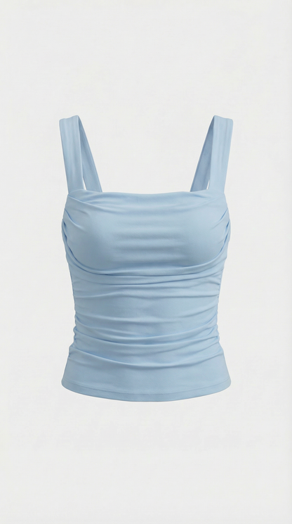 Women's Tank Top with Square Neckline and Side Ruching