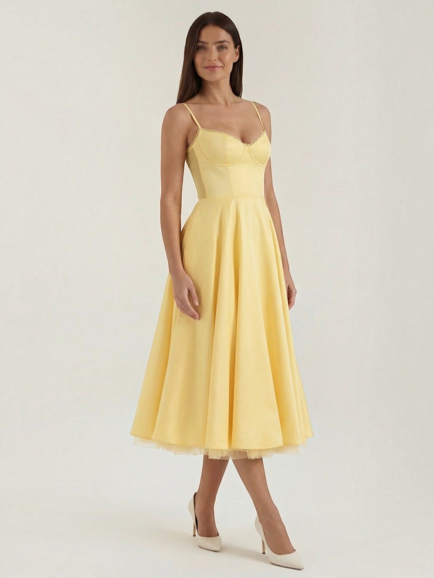 Women's Tulle Midi Dress with Layered Skirt