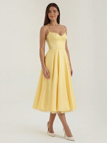 Women's Tulle Midi Dress with Layered Skirt