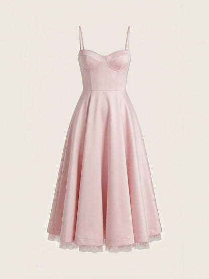 Women's Tulle Midi Dress with Layered Skirt