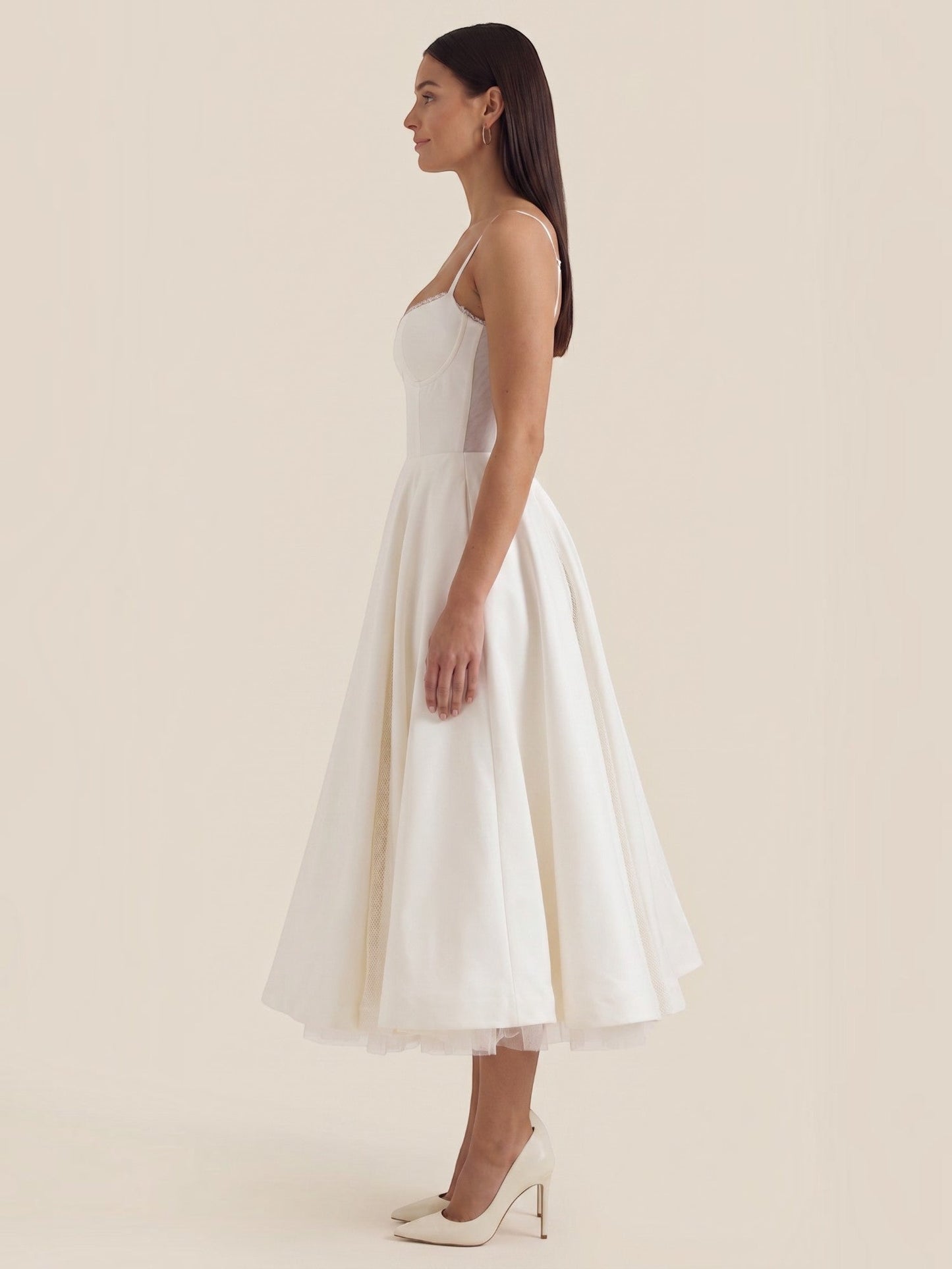 Women's Tulle Midi Dress with Layered Skirt