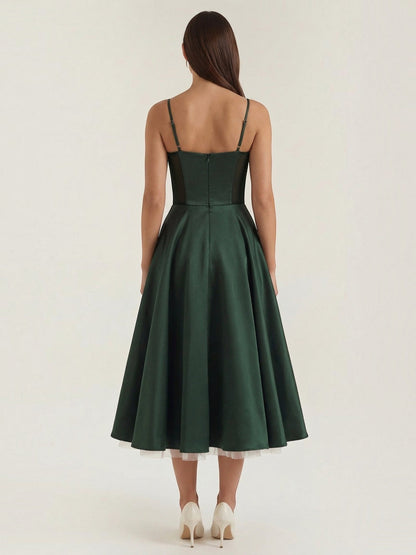 Women's Tulle Midi Dress with Layered Skirt