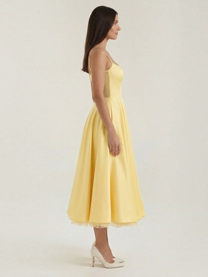 Women's Tulle Midi Dress with Layered Skirt