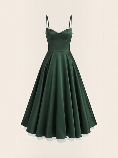 Women's Tulle Midi Dress with Layered Skirt