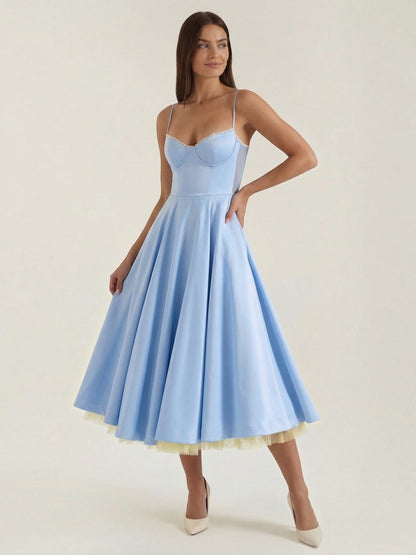 Women's Tulle Midi Dress with Layered Skirt
