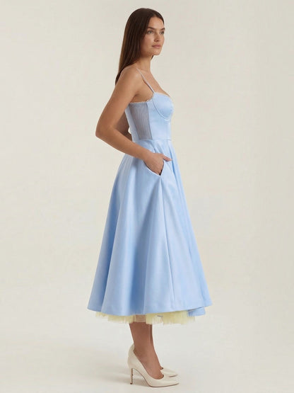 Women's Tulle Midi Dress with Layered Skirt