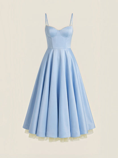 Women's Tulle Midi Dress with Layered Skirt