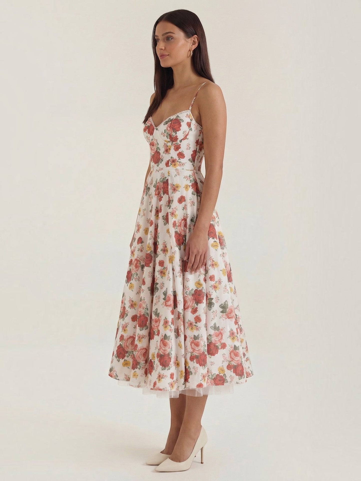 Women's Tulle Midi Dress with Layered Skirt