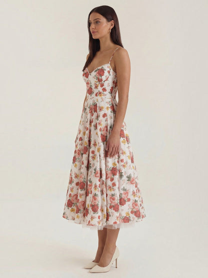 Women's Tulle Midi Dress with Layered Skirt