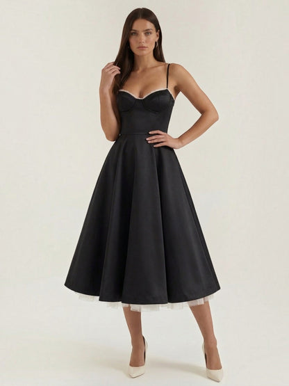 Women's Tulle Midi Dress with Layered Skirt
