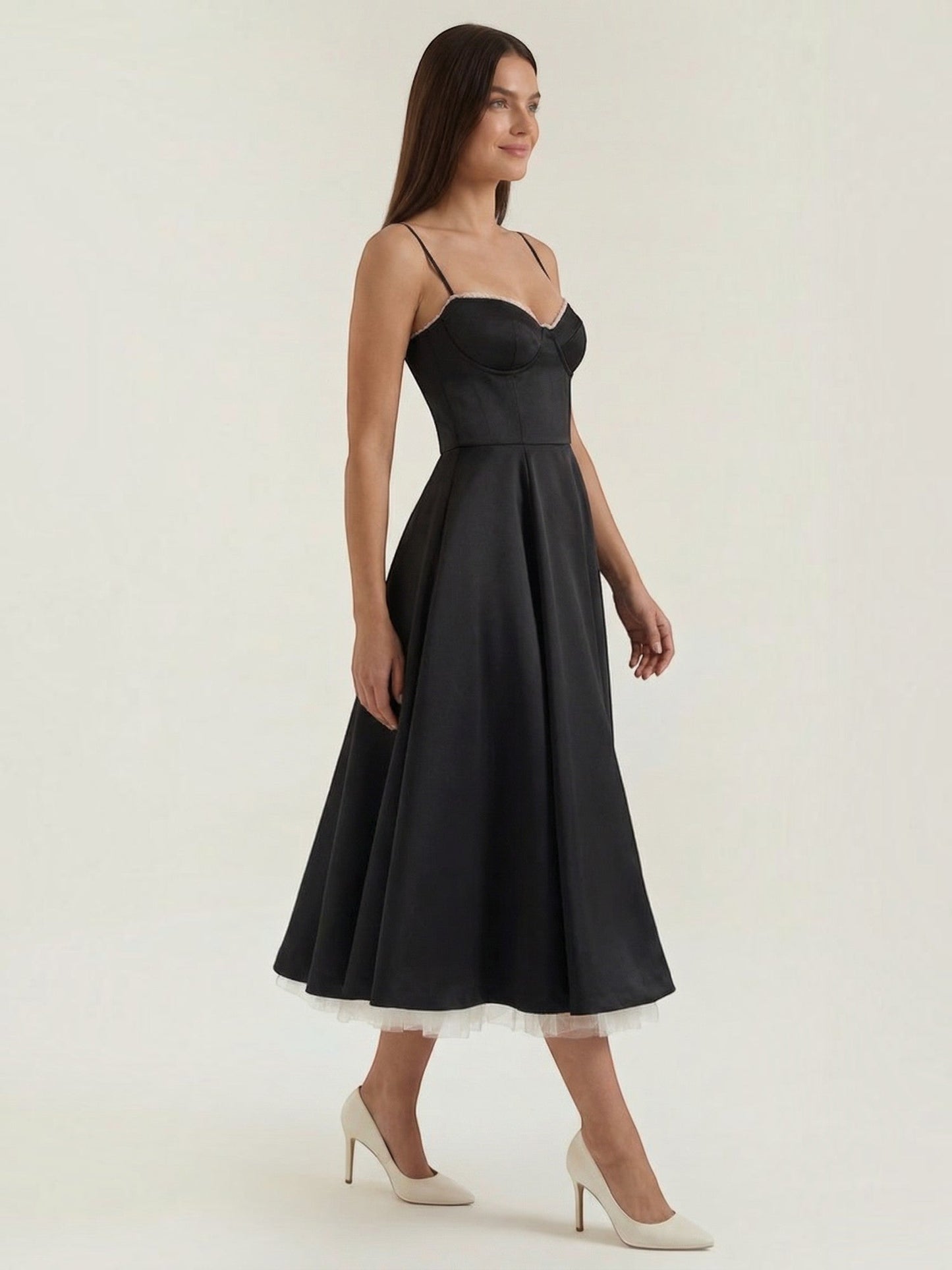 Women's Tulle Midi Dress with Layered Skirt