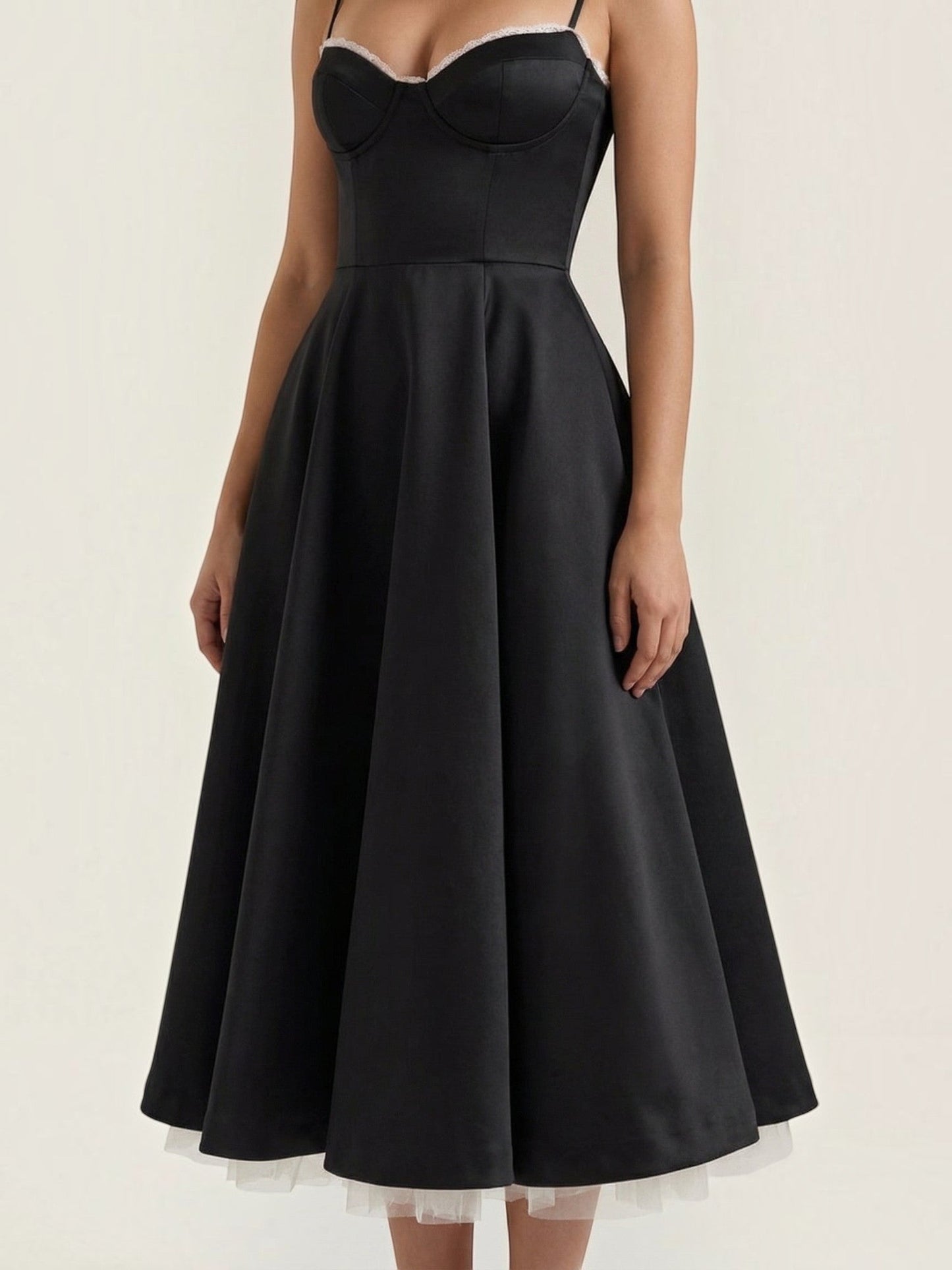 Women's Tulle Midi Dress with Layered Skirt