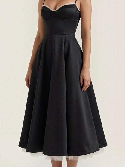 Women's Tulle Midi Dress with Layered Skirt
