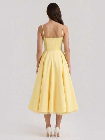 Women's Tulle Midi Dress with Layered Skirt