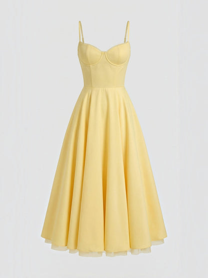 Women's Tulle Midi Dress with Layered Skirt