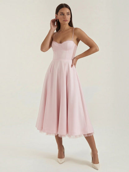 Women's Tulle Midi Dress with Layered Skirt