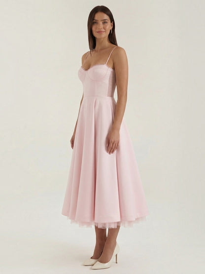 Women's Tulle Midi Dress with Layered Skirt