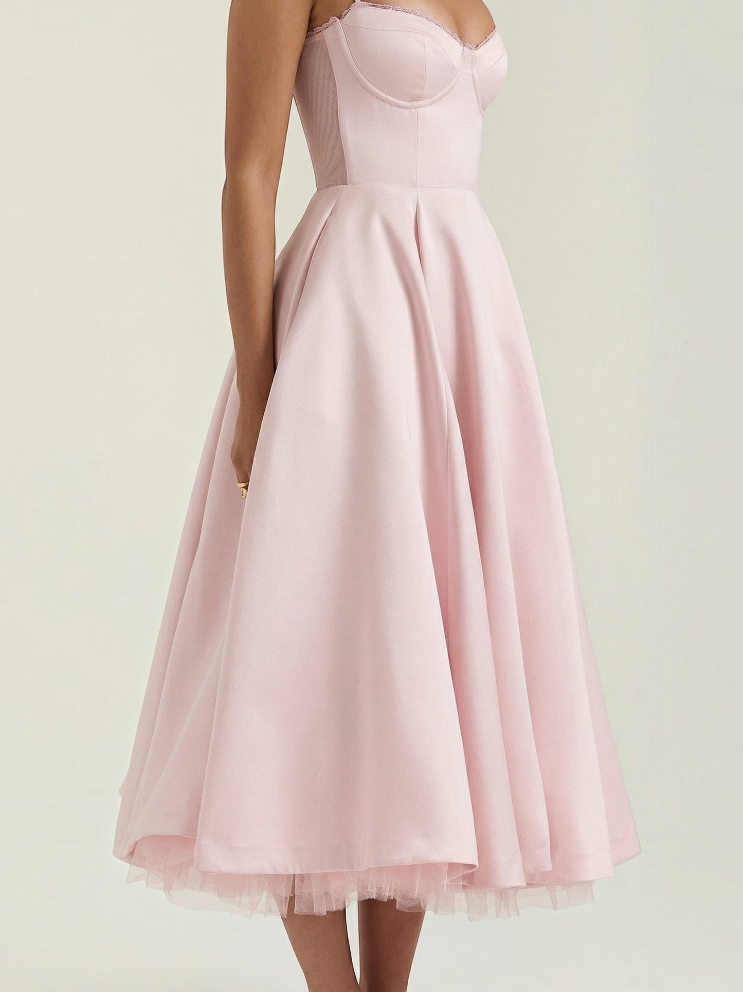 Women's Tulle Midi Dress with Layered Skirt