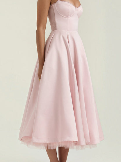 Women's Tulle Midi Dress with Layered Skirt