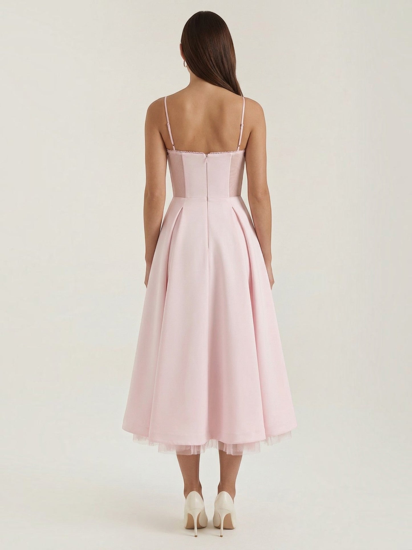 Women's Tulle Midi Dress with Layered Skirt