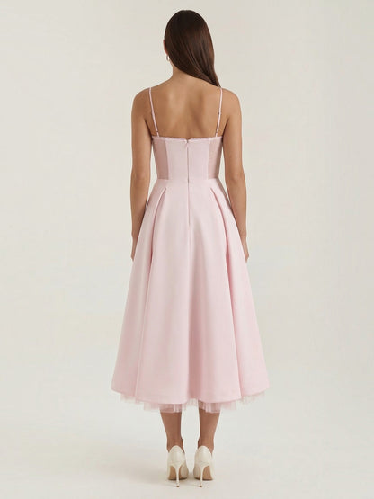 Women's Tulle Midi Dress with Layered Skirt