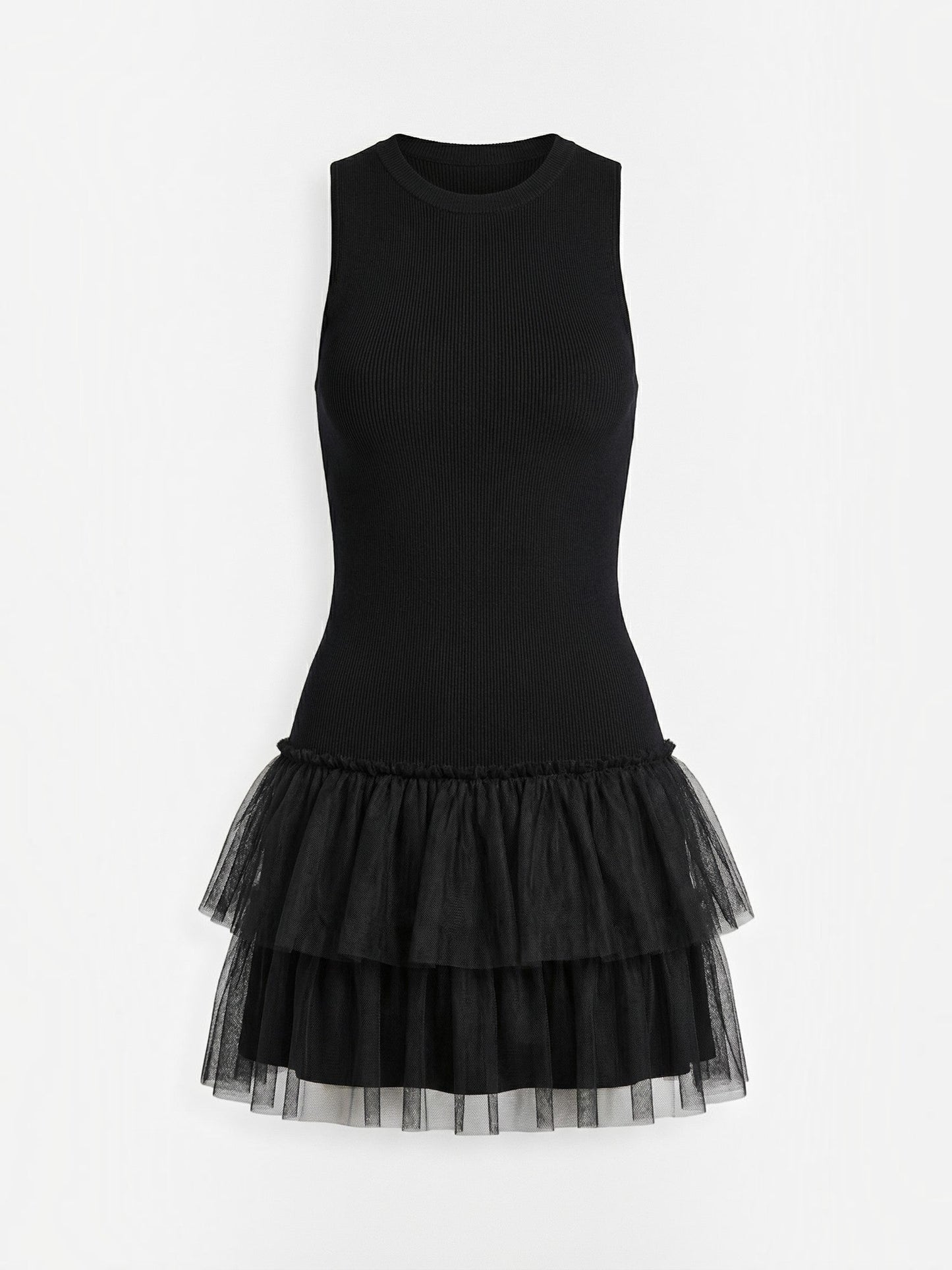 Women's Tulle Mini Dress with High Neck