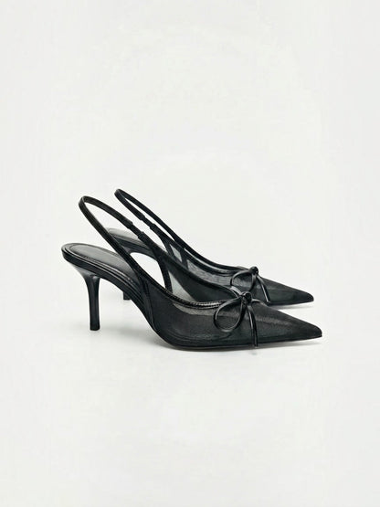 Women's Tulle Slingback Pumps with Pointed Toe
