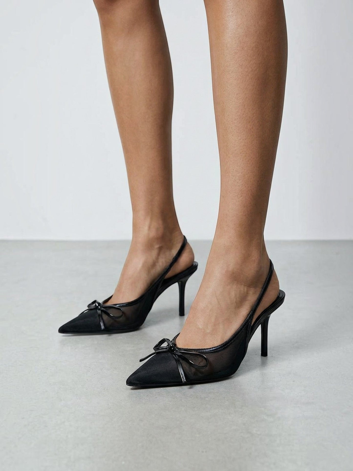 Women's Tulle Slingback Pumps with Pointed Toe