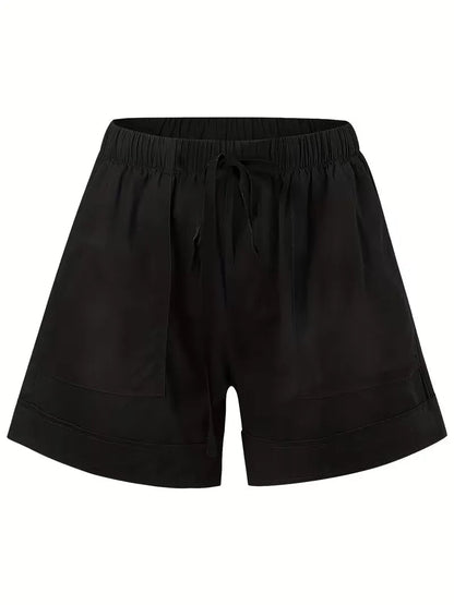 Women's Wide Leg Shorts with Elastic Waistband and Side Pockets
