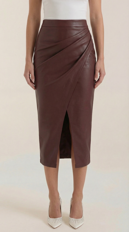 Women's Wrap Midi Skirt with Tie Waist