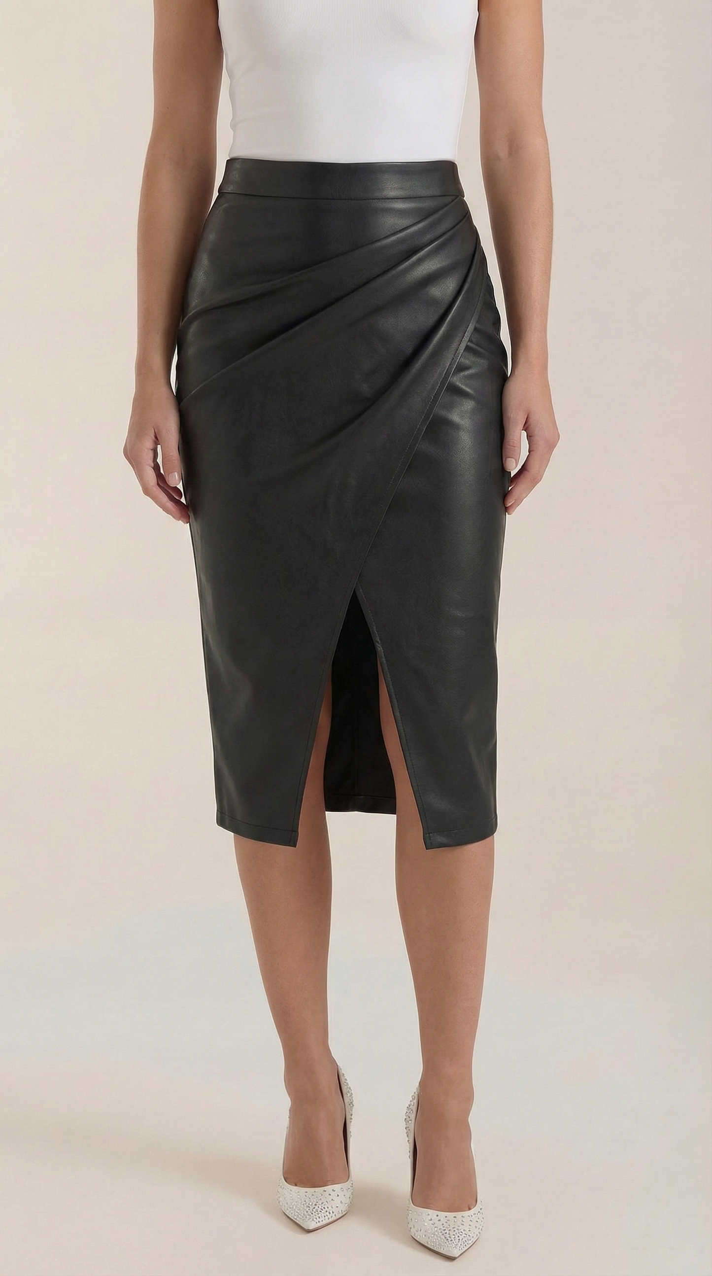 Women's Wrap Midi Skirt with Tie Waist