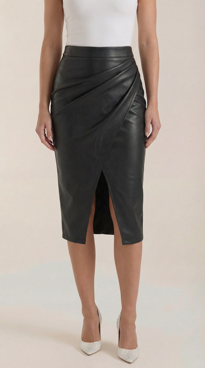 Women's Wrap Midi Skirt with Tie Waist