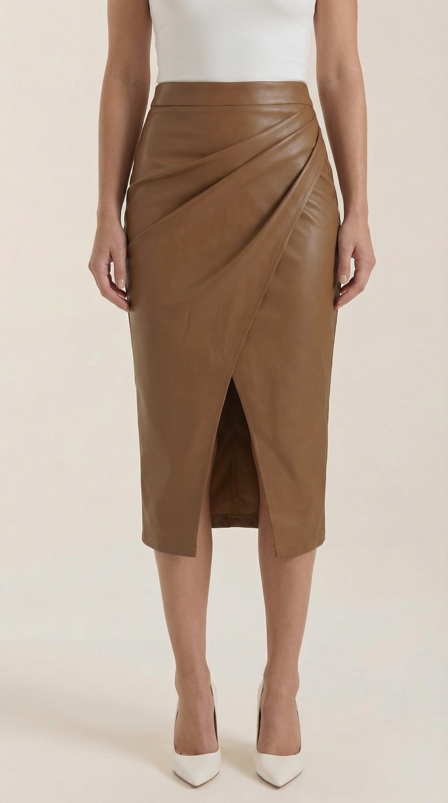 Women's Wrap Midi Skirt with Tie Waist